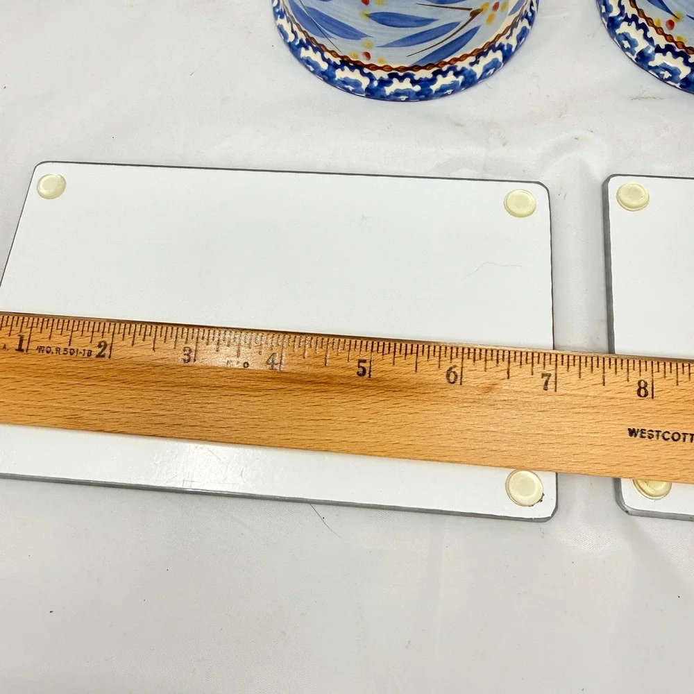 Temp-tations Old World 4pc Set 6oz Ceramic Ramekins & Glass Trivets Blue Floral